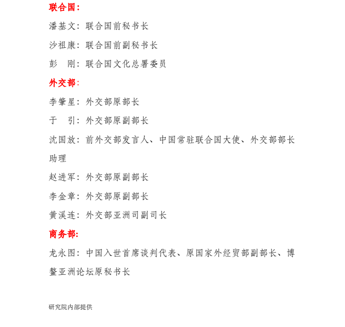 邀请专家领导部分名单